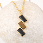 Black Onyx Pendant Sterling Silver Gemstone Necklace 18k Gold Jewelry Handmade Jewelry Tiger Eye Necklace Gift For Her